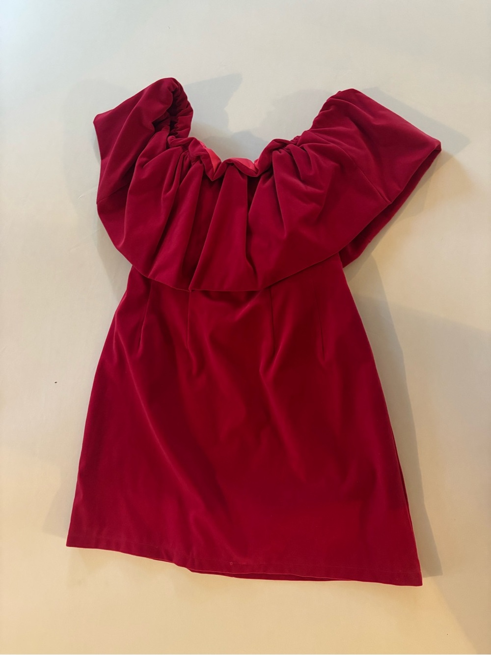 Off-Shoulder Ruffle Women's Top in Deep Red